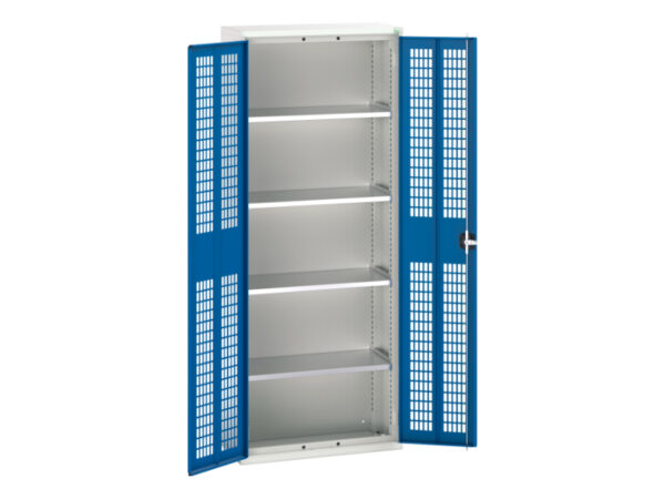 Tall Ppe Cupboard - Verso Ventilated Door Cupboard with 4 Shelves. WxDxH: 800X350X2000mm Ral 7035/5010 _SKU-16926733.11
