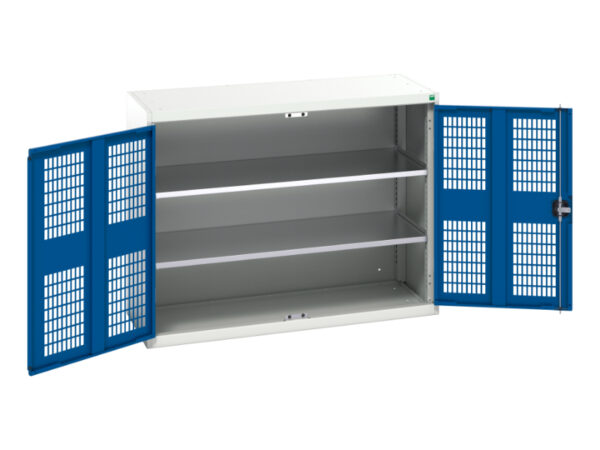 Verso Mesh Door Cupboard with 2 Shelves - WxDxH: 1300X550X1000mm Ral 7035/5010 _SKU-16926782.11