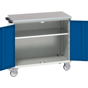 Drawer Mobile Storage Cabinet Metal - Verso Mobile Cabinet with 2 Doors, Shelf And Lino Top. WxDxH: 1050X600X980mm Ral 7035/5010 _SKU-16927062.11