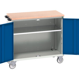 Mobile Drawer Cupboard - Verso Mobile Cabinet with 2 Doors, Shelf And Mpx Top. WxDxH: 1050X600X980mm Ral 7035/5010 _SKU-16927063.11