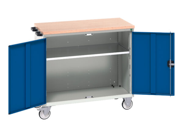 Mobile Drawer Cupboard - Verso Mobile Cabinet with 2 Doors, Shelf And Mpx Top. WxDxH: 1050X600X980mm Ral 7035/5010 _SKU-16927063.11