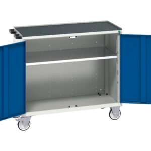 Mobile Drawer Cabinet - Verso Mobile Cabinet with 2 Doors, Shelf And Top Tray. WxDxH: 1050X550X965mm Ral 7035/5010 _SKU-16927064.11