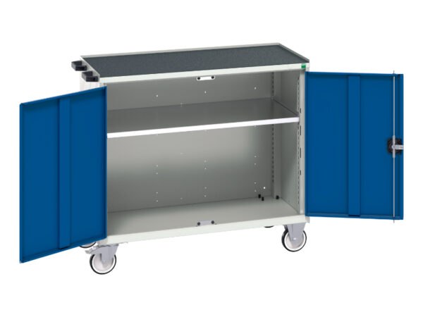 Mobile Drawer Cabinet - Verso Mobile Cabinet with 2 Doors, Shelf And Top Tray. WxDxH: 1050X550X965mm Ral 7035/5010 _SKU-16927064.11