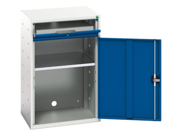 Computer Cabinet - Verso Computer Cupboard with 1 Shelf, 1 Sliding Tray. WxDxH: 650X550X1000mm Ral 7035/5010 _SKU-16928000.11