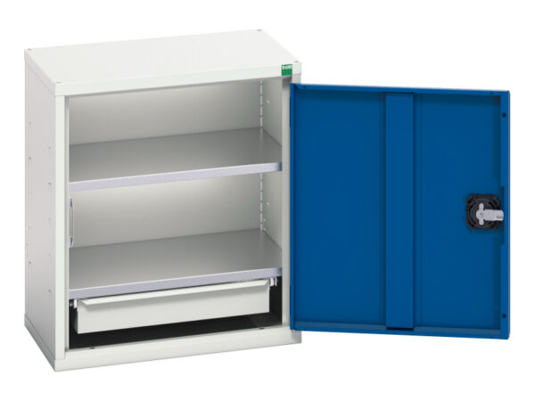 Metal Storage Cupboards for Garage - Verso Economy Cupboard with 2 Shelves, 1 Drawer. WxDxH: 525X350X600mm Ral 7035/5010 _SKU-16929003.11