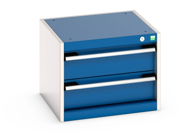 2 Drawer Heavy Duty Cabinet - Cubio Drawer Cabinet with 2 Drawers. WxDxH: 525X525X400mm Ral 7035/5010 _SKU-40010005.11V