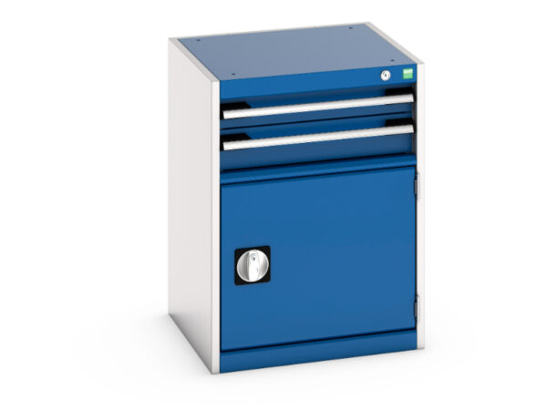 Workshop Metal Drawer Cabinet - Cubio Drawer-Door Cabinet with 2 Drawers / Door. WxDxH: 525X525X700mm Ral 7035/5010 _SKU-40010017.11V