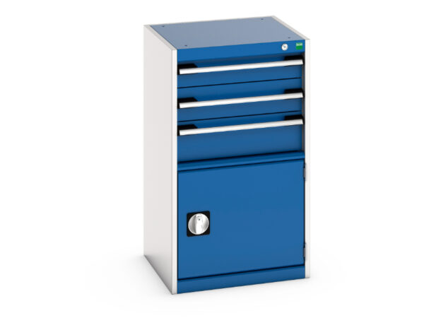 Industrial Chest of Drawers - Cubio Drawer-Door Cabinet with 3 Drawers / Door. WxDxH: 525X525X900mm Ral 7035/5010 _SKU-40010033.11V