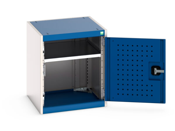 Heavy Duty Metal Cupboard with Tool Pegboard - Cubio Cupboard with Perfo Doors. WxDxH: 525X525X600mm Ral 7035/5010 _SKU-40010095.11V