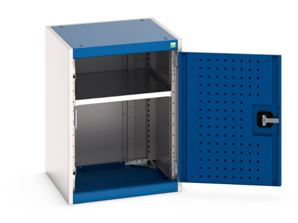 Tool Pegboard Door Cupboard - Cubio Cupboard with Perfo Doors. WxDxH: 525X525X700mm Ral 7035/5010 _SKU-40010096.11V