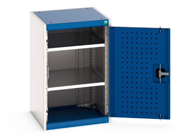 Heavy Duty Steel Cupboard with Tool Panel - Cubio Cupboard with Perfo Doors. WxDxH: 525X525X800mm Ral 7035/5010 _SKU-40010097.11V