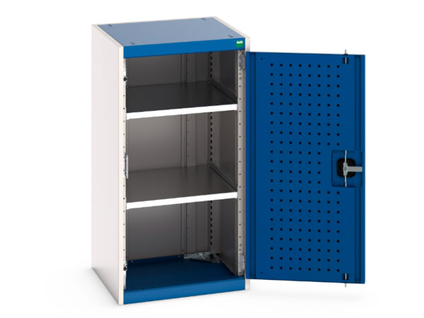 Tool Pegboard Cabinet - Cubio Cupboard with Perfo Doors. WxDxH: 525X525X1000mm Ral 7035/5010 _SKU-40010098.11V
