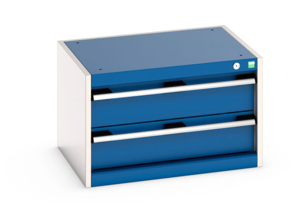 650mm Heavy Duty Drawer Cabinet - Cubio Drawer Cabinet with 2 Drawers. WxDxH: 650X525X400mm Ral 7035/5010 _SKU-40011037.11V