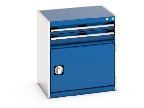 Workshop Chest of Drawers - Cubio Drawer-Door Cabinet with 2 Drawers / Door. WxDxH: 650X525X700mm Ral 7035/5010 _SKU-40011041.11V