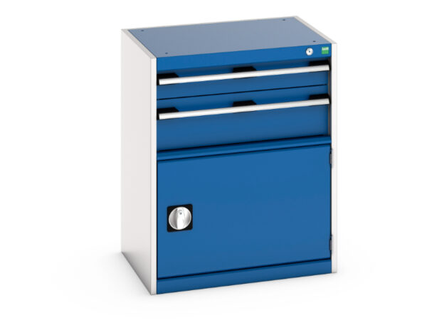 Workshop Cabinet Drawers - Cubio Drawer-Door Cabinet with 2 Drawers / Door. WxDxH: 650X525X800mm Ral 7035/5010 _SKU-40011044.11V