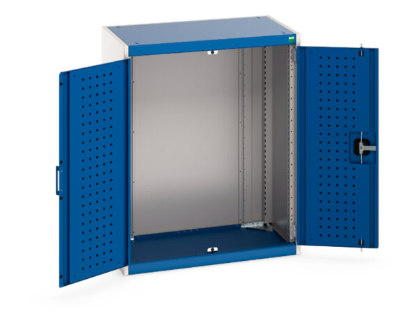 800mm Wide Metal Cupboard - with Perfo Doors. WxDxH: 800X525X1000mm Ral 7035/5010 _SKU-40012053.11V