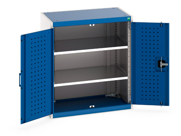 Cubio Cupboard with Perfo Doors And 2 Shelves. WxDxH: 800X525X900mm Ral 7035/5010 _SKU-40012115.11V