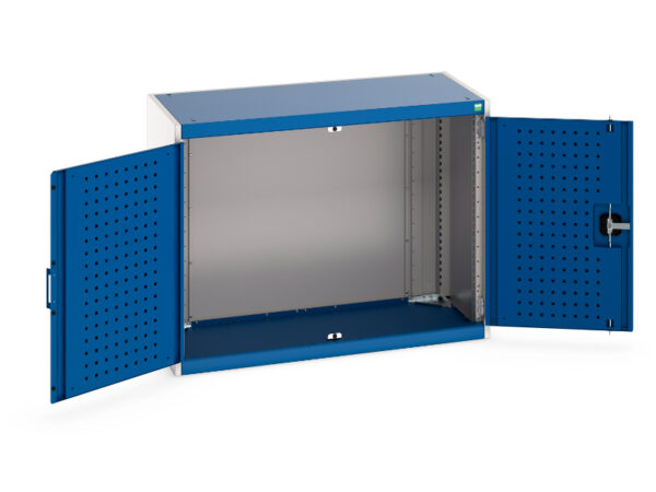 1M Wide Steel Cupboard - with Perfo Doors. WxDxH: 1050X525X800mm Ral 7035/5010 _SKU-40013009.11V