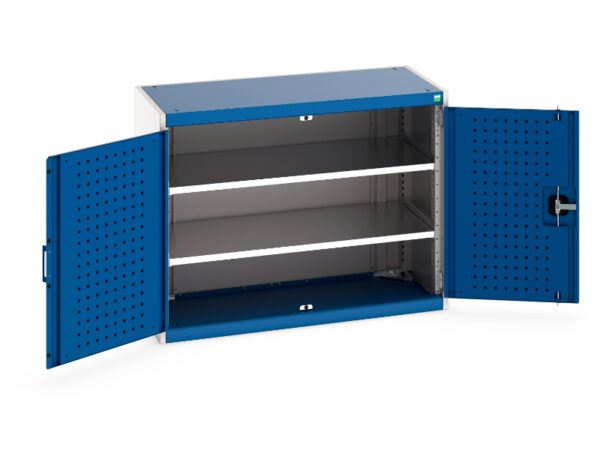 Cubio Cupboard with Perfo Doors And 2 Shelves. WxDxH: 1050X525X800mm Ral 7035/5010 _SKU-40013046.11V