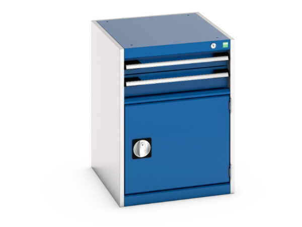 Workshop Small Storage Drawers - Cubio Drawer-Door Cabinet with 2 Drawers / Door. WxDxH: 525X650X700mm Ral 7035/5010 _SKU-40018021.11V
