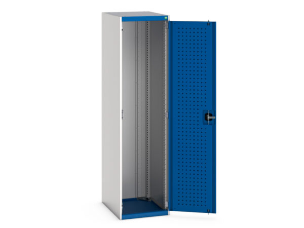 525mm Wide Metal Cupboard - Cubio Cupboard with Perfo Doors. WxDxH: 525X650X2000mm Ral 7035/5010 _SKU-40018093.11V