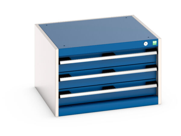 Warehouse Steel Cabinet - Cubio Drawer Cabinet with 3 Drawers. WxDxH: 650X650X400mm Ral 7035/5010 _SKU-40019009.11V