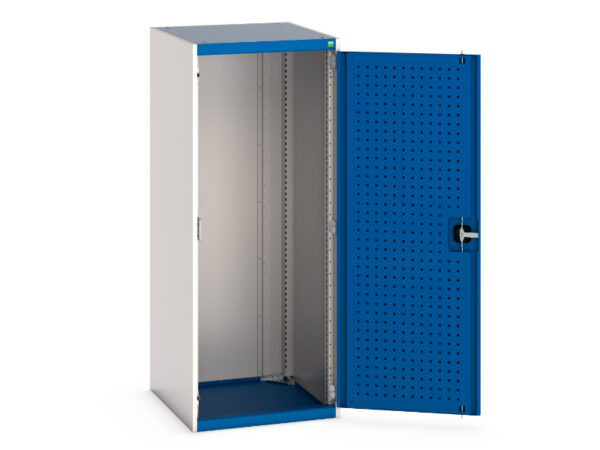 Metal Industrial Cabinet with Perforated Tool Board Doors - Cubio Cupboard with Perfo Doors. WxDxH: 650X650X1600mm Ral 7035/5010 _SKU-40019093.11V