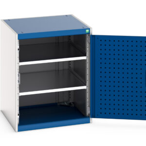 Industrial Storage Cabinet Metal - Cubio Cupboard with Perfo Doors And 2 Shelves. WxDxH: 650X650X800mm Ral 7035/5010 _SKU-40019120.11V