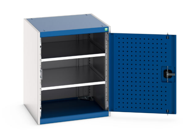 Industrial Storage Cabinet Metal - Cubio Cupboard with Perfo Doors And 2 Shelves. WxDxH: 650X650X800mm Ral 7035/5010 _SKU-40019120.11V