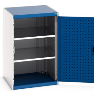 Cubio Cupboard with Perfo Doors And 2 Shelves. WxDxH: 650X650X1000mm Ral 7035/5010 _SKU-40019121.11V