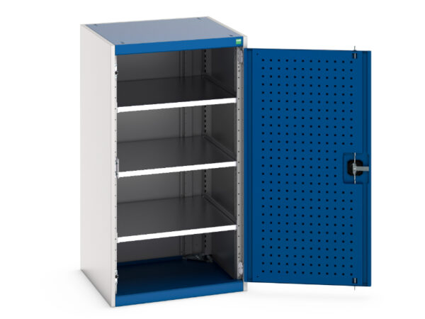 Cubio Cupboard with Perfo Doors And 3 Shelves. WxDxH: 650X650X1200mm Ral 7035/5010 _SKU-40019122.11V