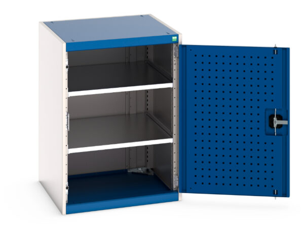 Industrial Storage Cupboard - Cubio Cupboard with Perfo Doors And 2 Shelves. WxDxH: 650X650X900mm Ral 7035/5010 _SKU-40019163.11V