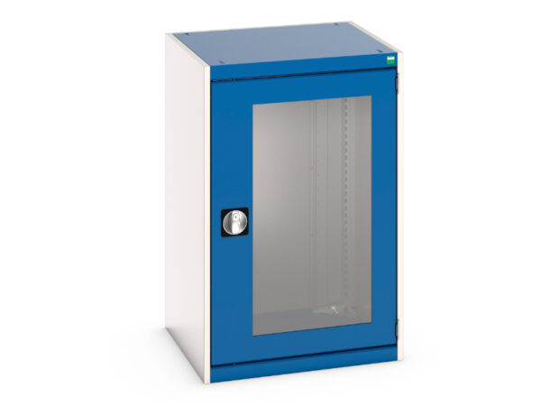 Industrial Metal Cupboards - Cubio Cupboard with Window Doors. WxDxH: 650X650X1000mm Ral 7035/5010 _SKU-40019164.11V