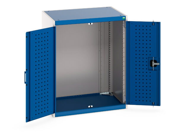 Factory Floor Heavy Duty Cupboard - Cubio Cupboard with Perfo Doors. WxDxH: 800X650X1000mm Ral 7035/5010 _SKU-40020085.11V