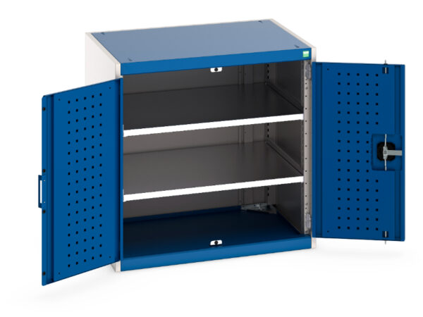 Workshop Tool Storage Cabinet Metal - Cubio Cupboard with Perfo Doors And 2 Shelves. WxDxH: 800X650X800mm Ral 7035/5010 _SKU-40020110.11V