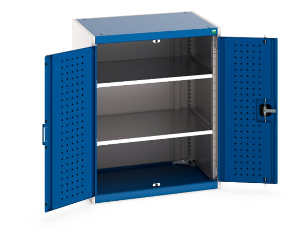 Cubio Cupboard with Perfo Doors And 2 Shelves. WxDxH: 800X650X1000mm Ral 7035/5010 _SKU-40020111.11V