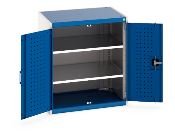 Cubio Cupboard with Perfo Doors And 2 Shelves. WxDxH: 800X650X900mm Ral 7035/5010 _SKU-40020144.11V