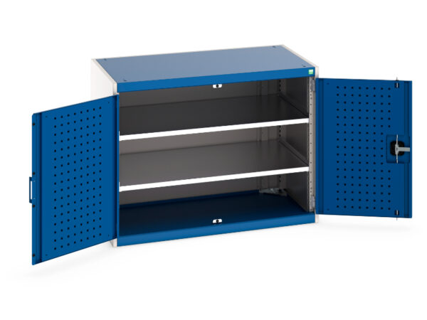 Cubio Cupboard with Perfo Doors And 2 Shelves. WxDxH: 1050X650X800mm Ral 7035/5010 _SKU-40021094.11V