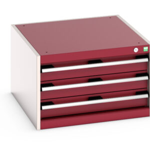 Cubio Drawer Cabinet with 3 Drawers. WxDxH: 650X750X400mm Ral 7035/3004 _SKU-40027096.24V