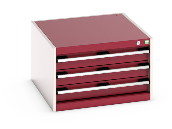 Cubio Drawer Cabinet with 3 Drawers. WxDxH: 650X750X400mm Ral 7035/3004 _SKU-40027096.24V