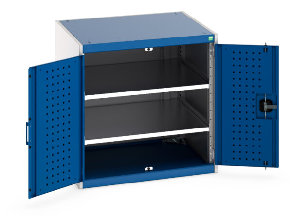 Cubio Cupboard with Perfo Doors And 2 Shelves. WxDxH: 800X750X800mm Ral 7035/5010 _SKU-40028099.11V