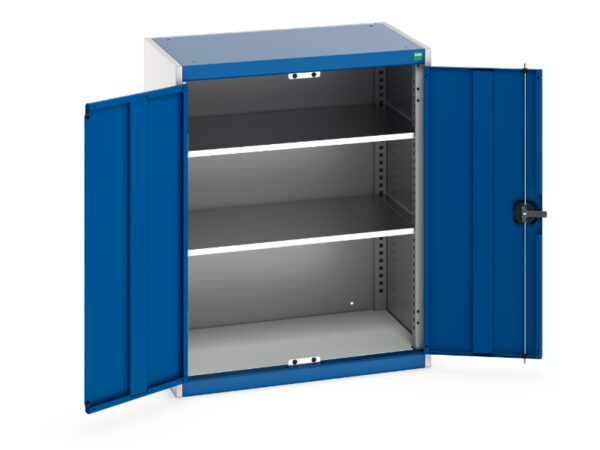 Workshop Metal Storage Cupboards - Cubio Cupboard with 2 Shelves. WxDxH: 800X525X1000mm Ral 7035/5010 _SKU-40031021.11V