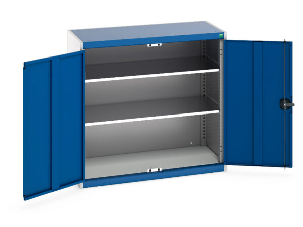 Cubio Cupboard with 2 Shelves. WxDxH: 1050X525X1000mm Ral 7035/5010 _SKU-40031027.11V