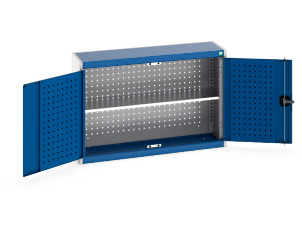Cubio Cupboard with Perfo Backpanel And 1X Shelf. WxDxH: 1050X325X700mm Ral 7035/5010 _SKU-40031054.11V
