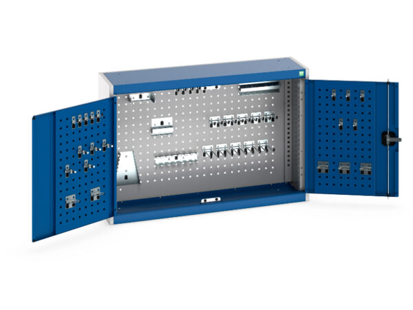 Cubio Cupboard with Perfo Backpanel And 40 Piece Hook Kit. WxDxH: 1050X325X700mm Ral 7035/5010 _SKU-40031055.11V
