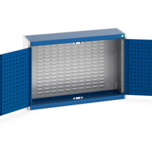Cubio Cupboard with Louvre Backpanel. WxDxH: 1050X325X700mm Ral 7035/5010 _SKU-40031056.11V