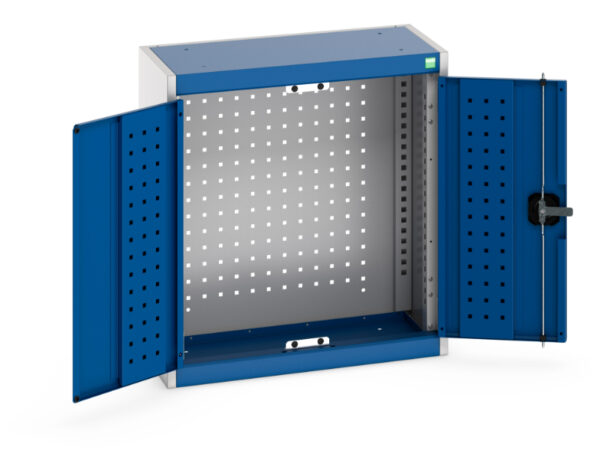 Secure Metal Storage Cabinet Metals - Cubio Cupboard with Perfo Backpanel. WxDxH: 650X325X700mm Ral 7035/5010 _SKU-40031058.11V
