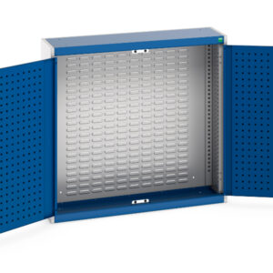 Cubio Cupboard with Louvre Backpanel. WxDxH: 1050X325X1000mm Ral 7035/5010 _SKU-40031063.11V