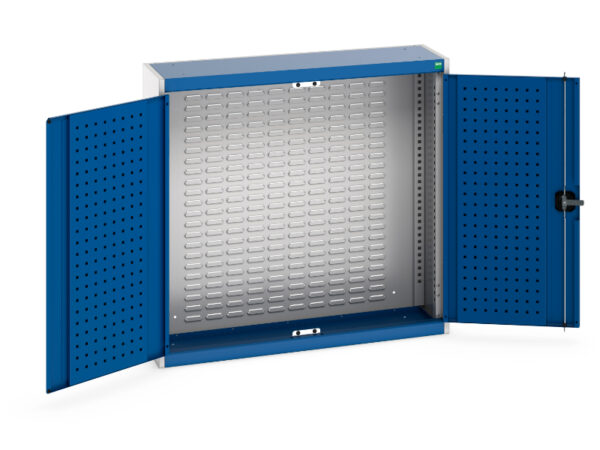 Cubio Cupboard with Louvre Backpanel. WxDxH: 1050X325X1000mm Ral 7035/5010 _SKU-40031063.11V