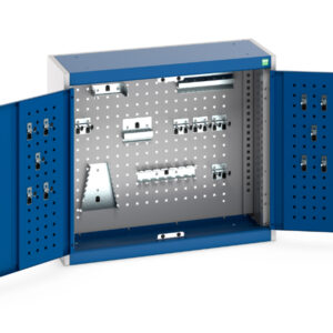 Metal Tool Storage Cabinet Metals - Cubio Cupboard with Perfo Backpanel And 20 Piece Hook Kit. WxDxH: 800X325X700mm Ral 7035/5010 _SKU-40031066.11V
